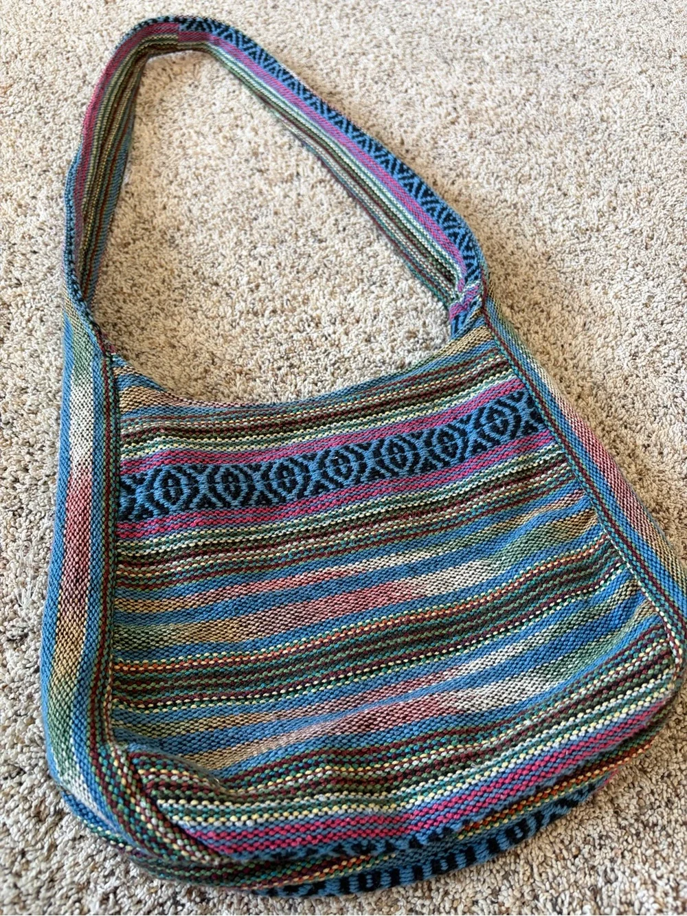 Made in India. Woven Multicolor Striped Hobo Bag